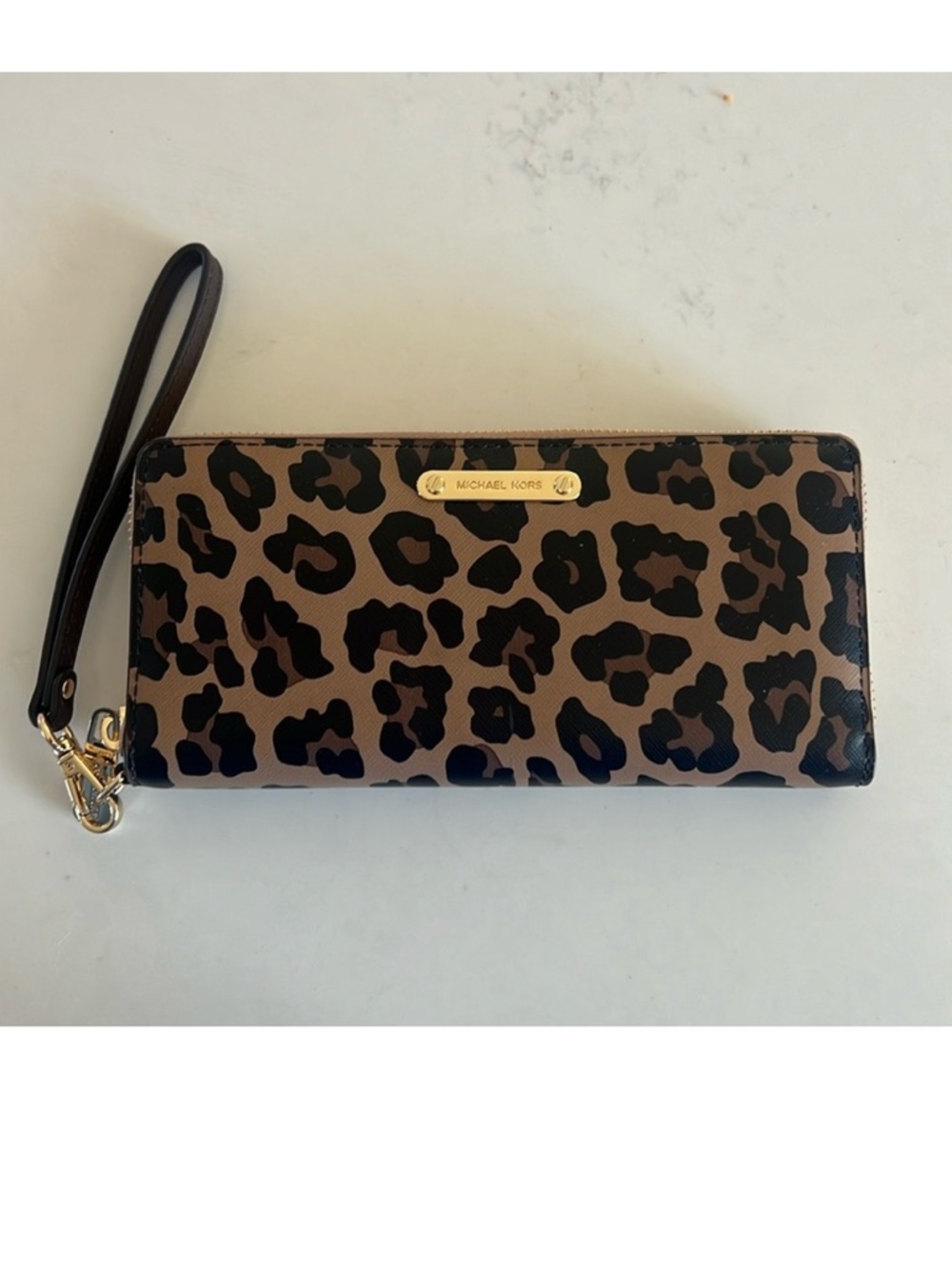 RARE Michael Kors Leopard Print Wristlet Wallet
